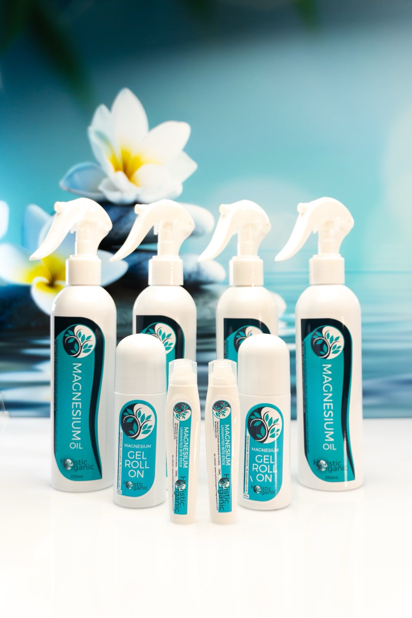 4 x Magnesium Oil Spray 250ml + 2 x Unwanted Bits Stick 15ml + 2 x Magnesium Gel Roll-On 90ml