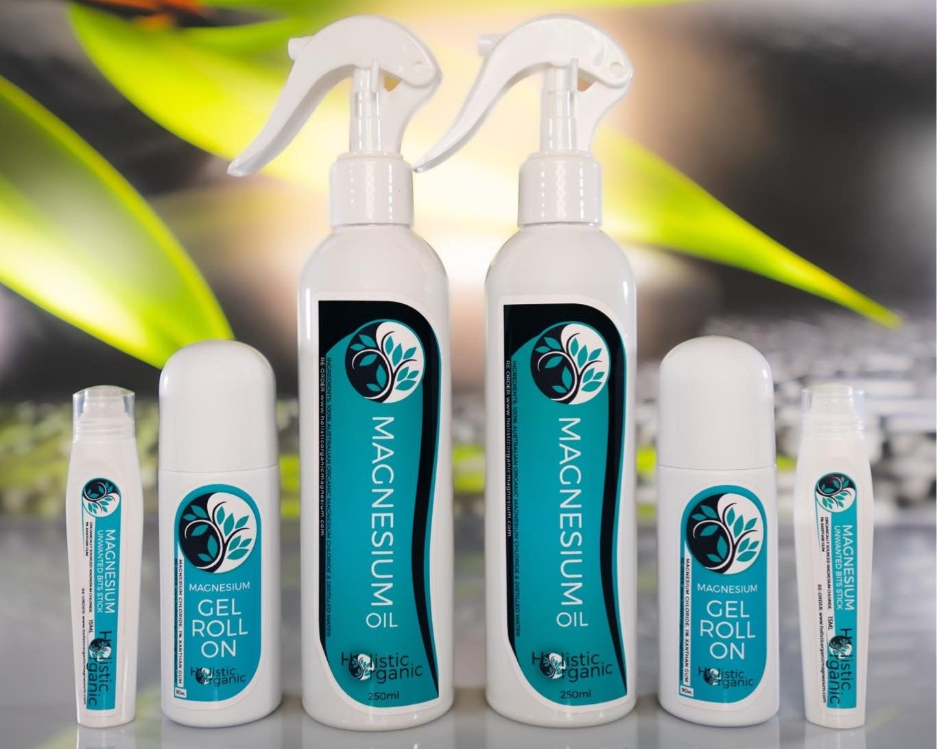 2 x Magnesium Oil Spray 250ml + 2 x Unwanted Bits Stick 15ml + 2 x Magnesium Gel Roll-On 90ml